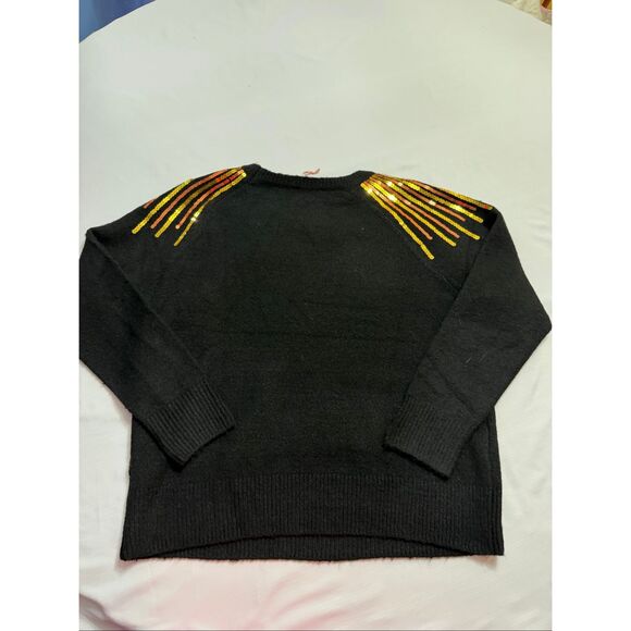 NWT Entro Black Long Sleeve Sequin Starburst Sweater Size Small New - Picture 9 of 10